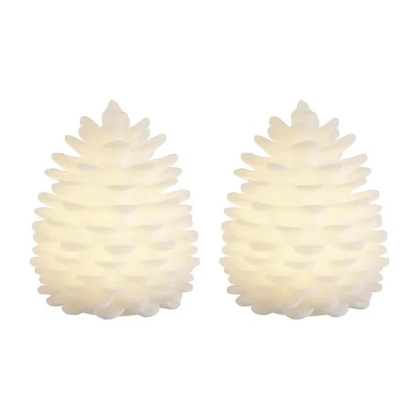 Deluxe Homeart - Real Wax LED Pine Cone Candles - Set of 2