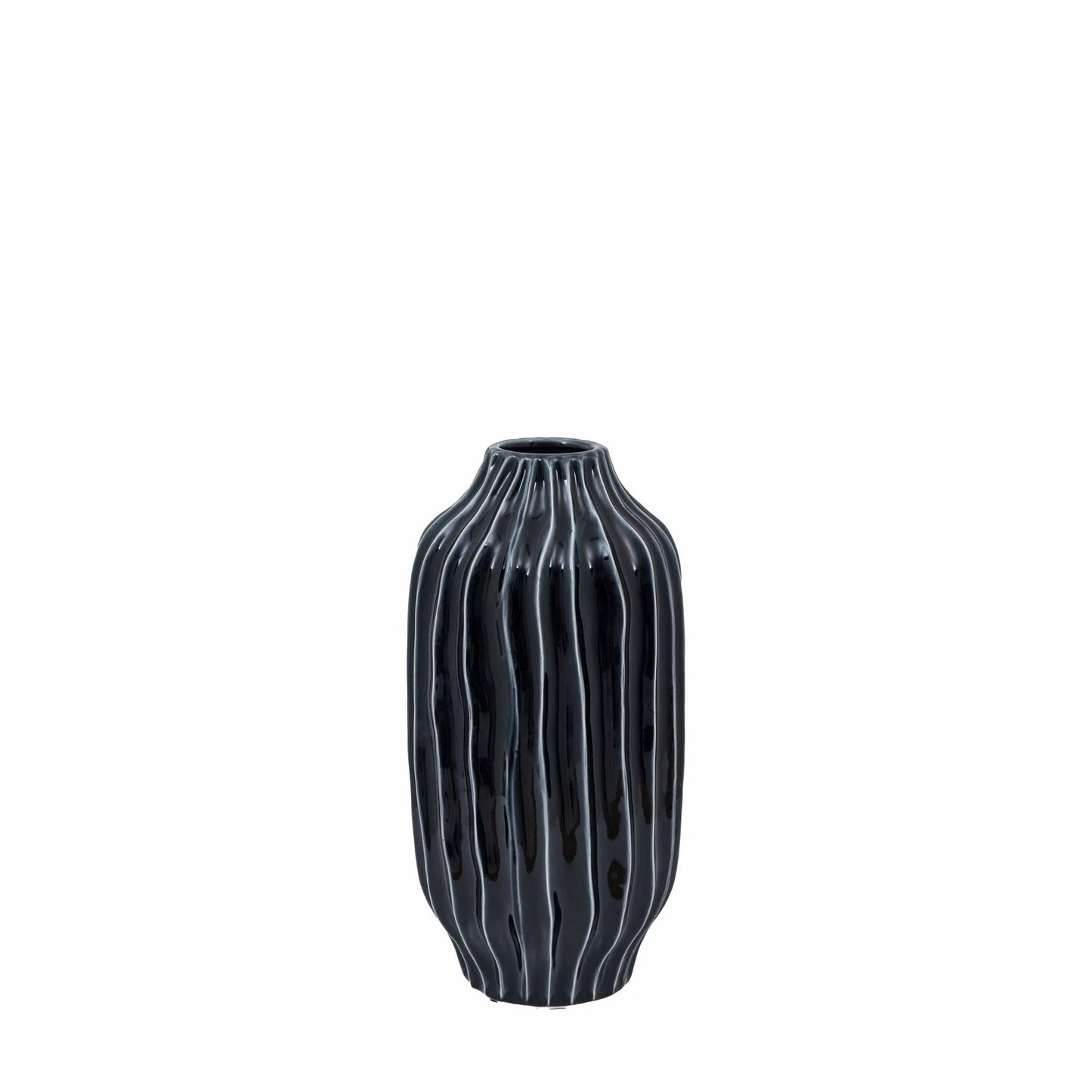 Organic Ribbed Vase Midnight - Large