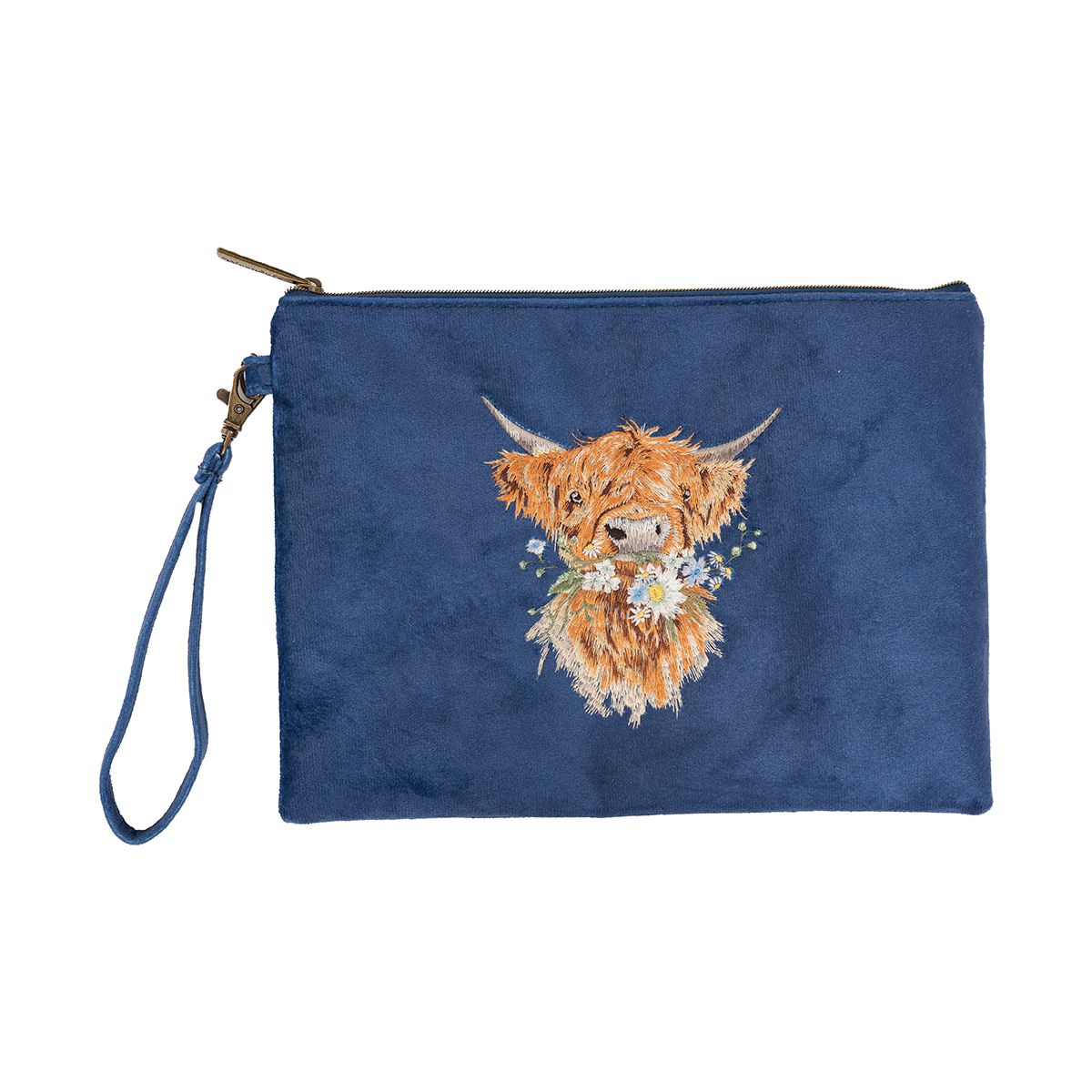 Wrendale Designs - 'Daisy Coo' Highland Cow Embroidered Pouch