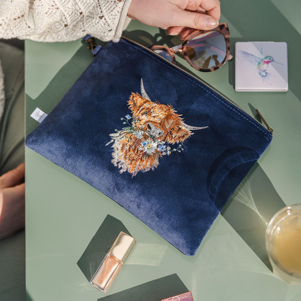 Wrendale Designs - 'Daisy Coo' Highland Cow Embroidered Pouch