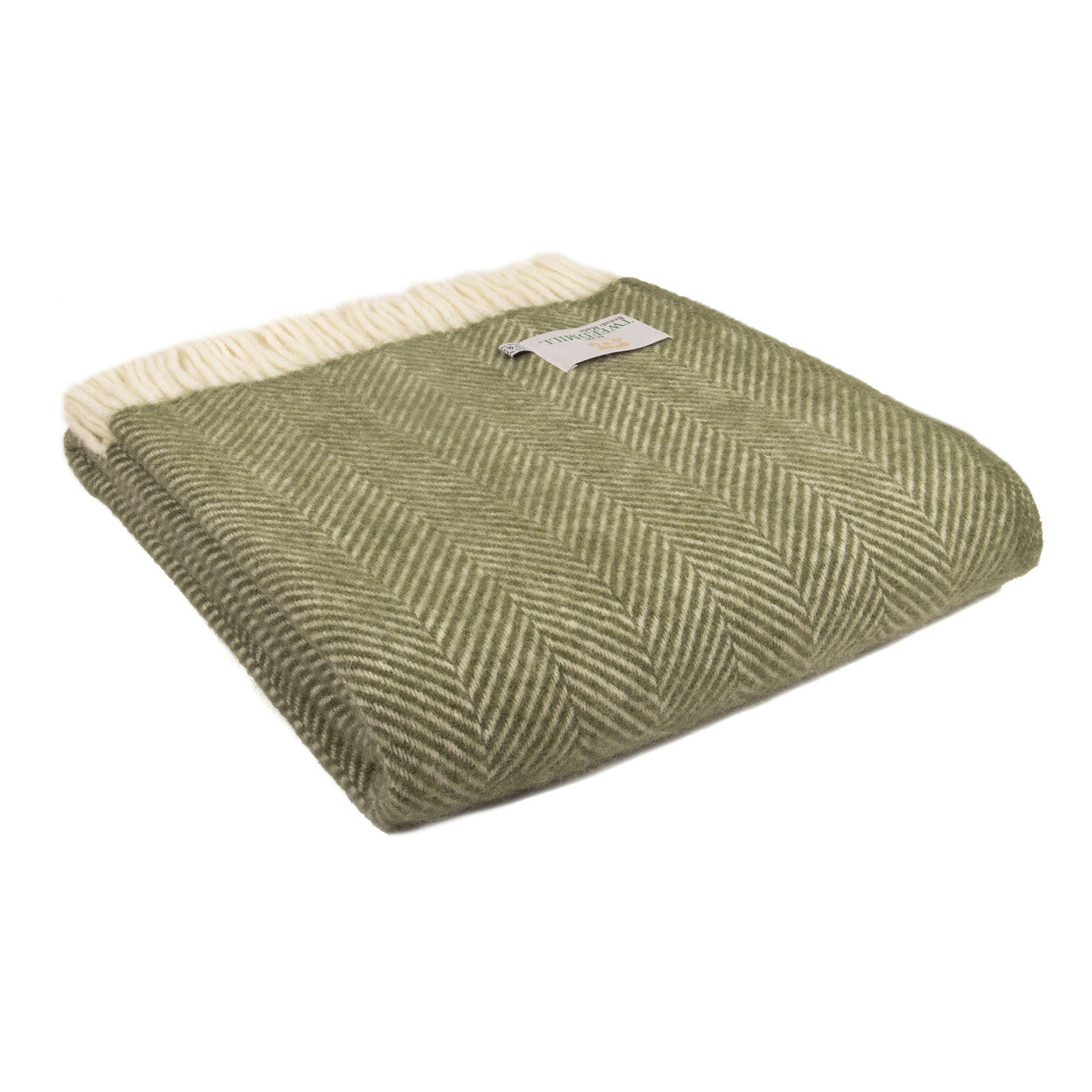 Tweedmill - Pure Wool Fishbone Throw - Olive