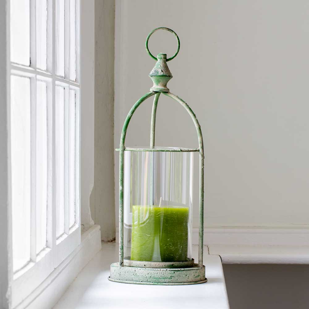 Antique Green Hurricane Lantern