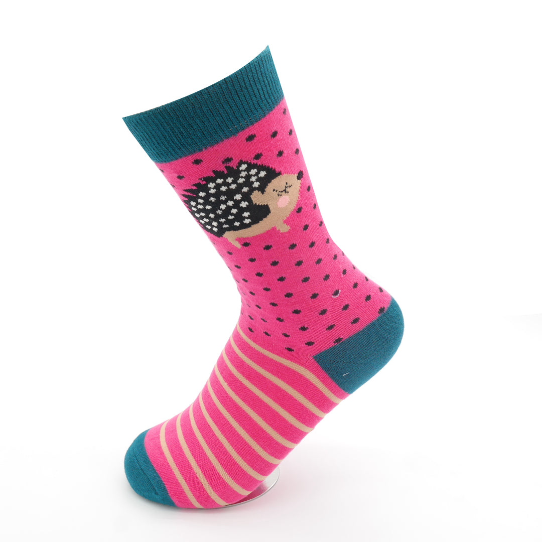 Miss Sparrow - Hedgehogs Socks - Hot Pink