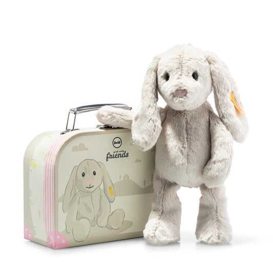 Steiff - Hoppie Rabbit - Light Grey in suitcase