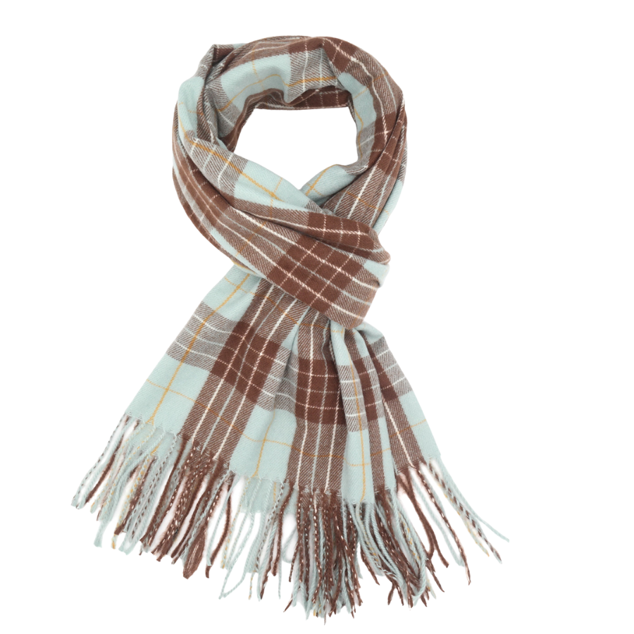 Miss Sparrow - Tartan Scarf Duck Egg