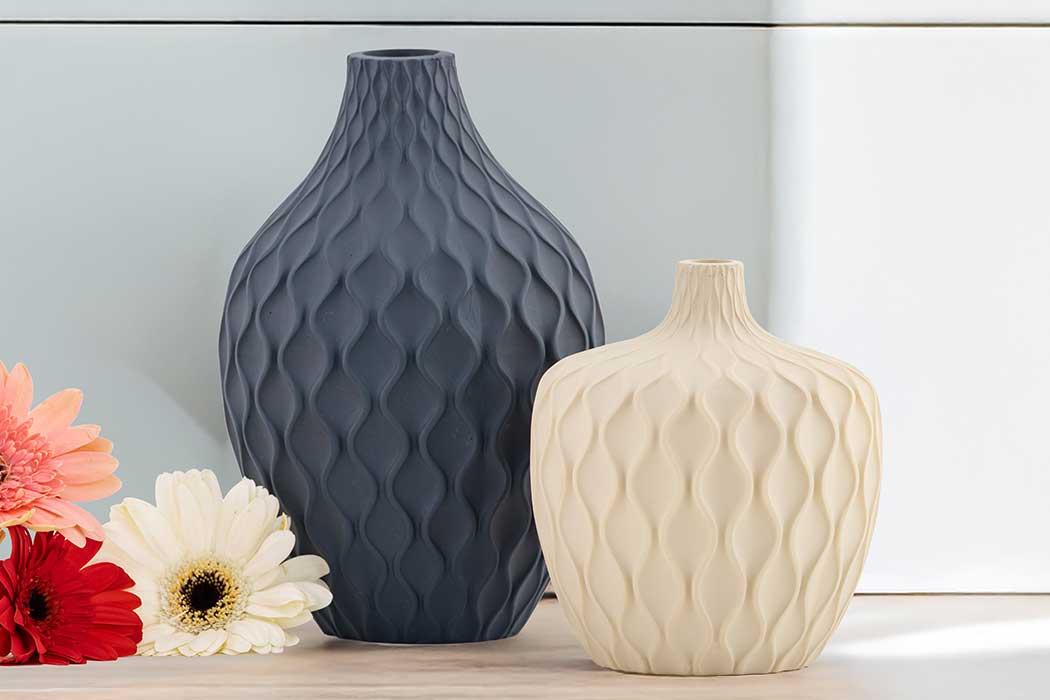 Marbo Wave Champagne Ivory Vase - Medium