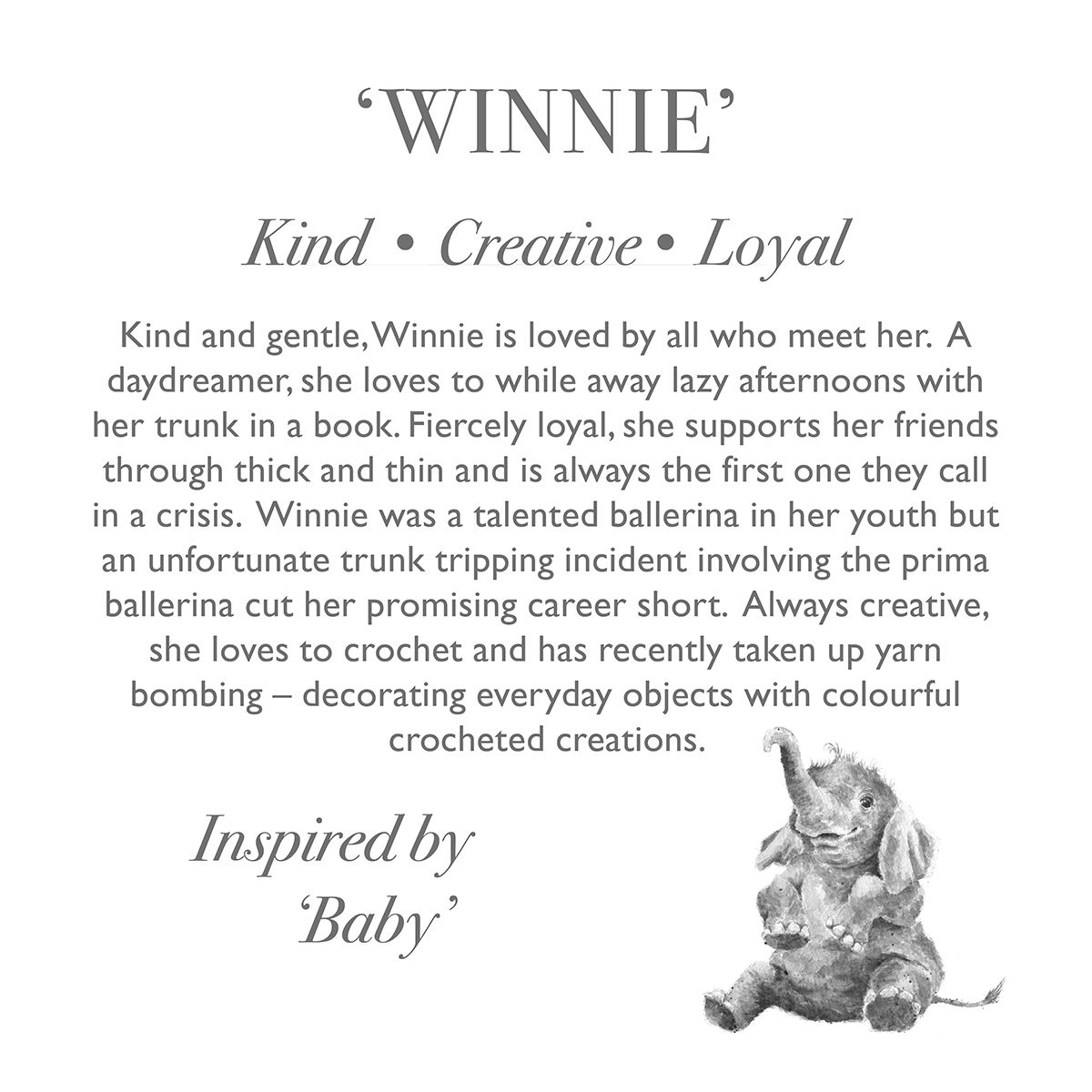 Wrendale Designs -'Winnie' Elephant Soft Plus Character - Regular