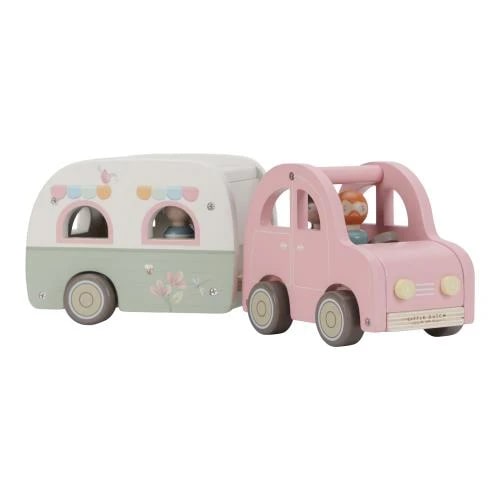 Little Dutch - Wooden Toy Car With Caravan