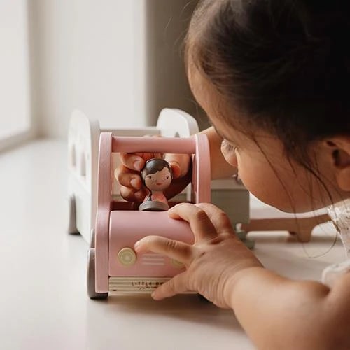 Little Dutch - Wooden Toy Car With Caravan