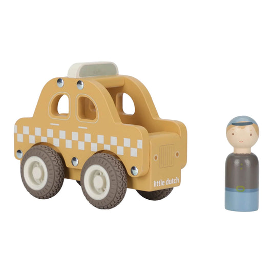 Little Dutch - Wooden Taxi - Yellow