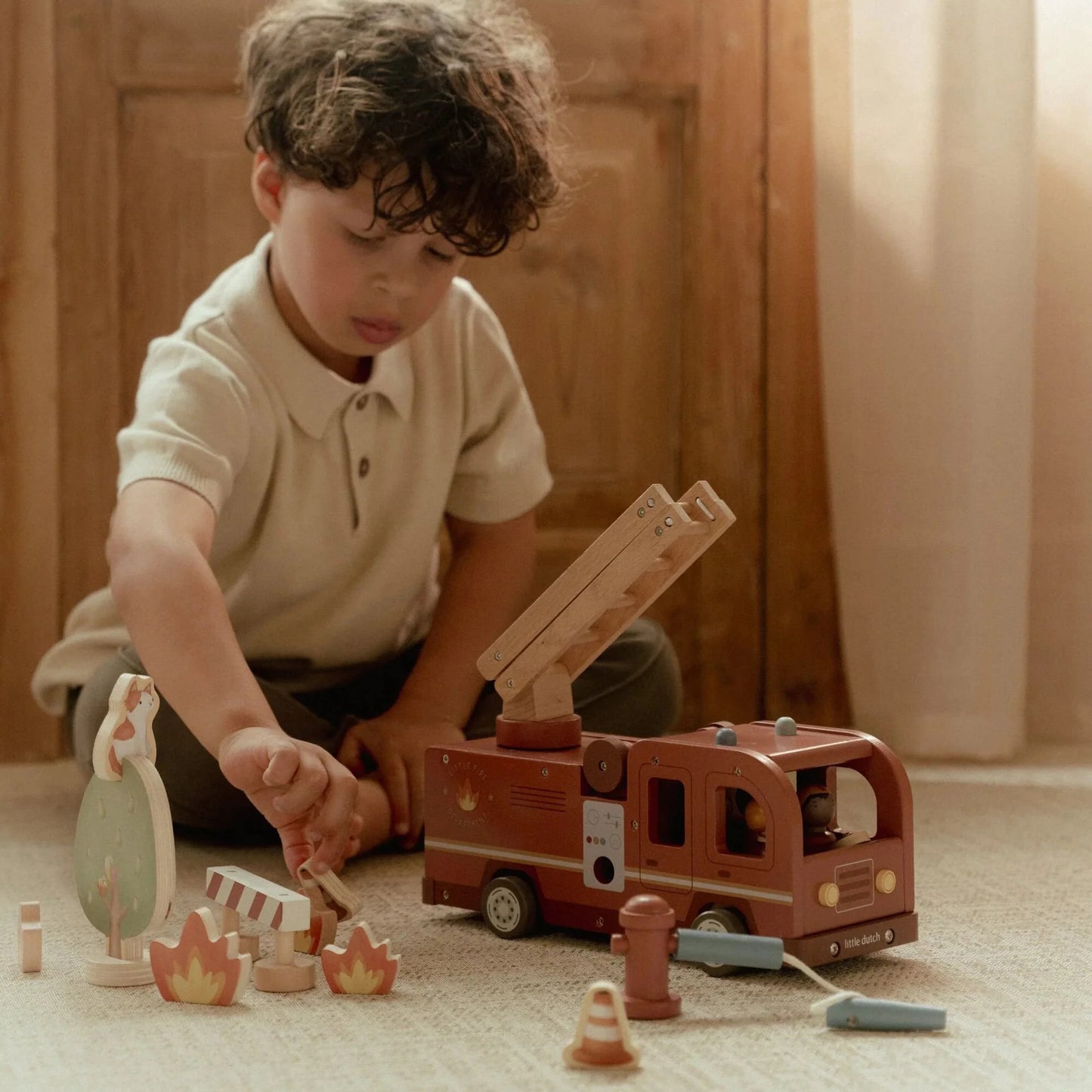 Little Dutch - Wooden Fire Truck Set