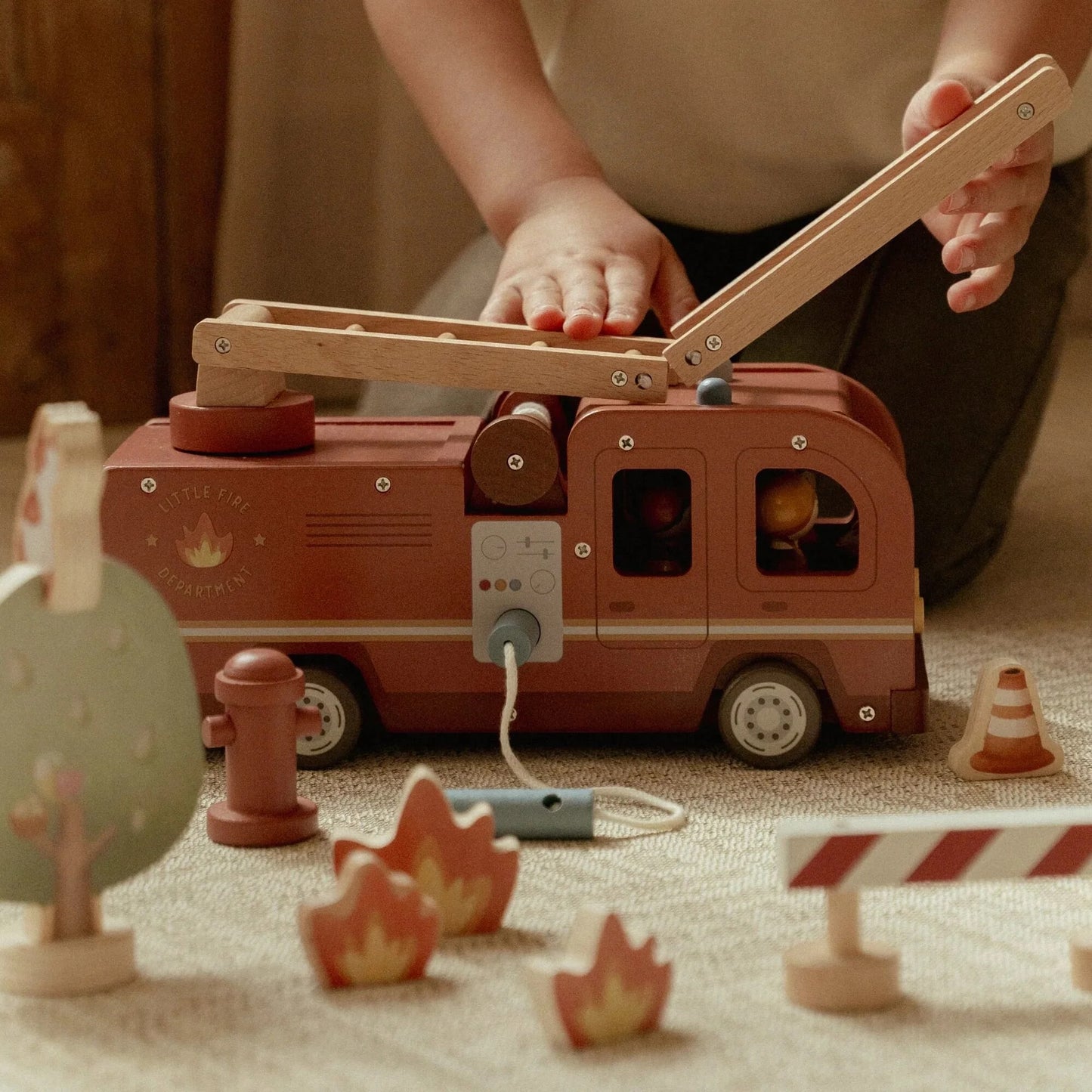 Little Dutch - Wooden Fire Truck Set