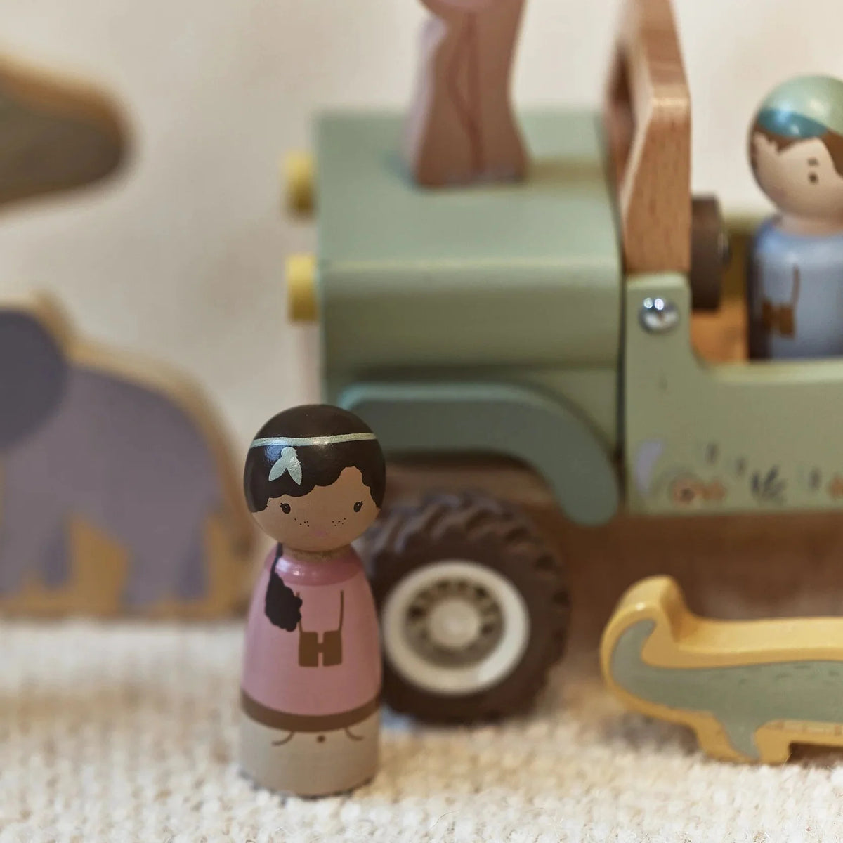 Little Dutch - Wooden Safari Car with Animals