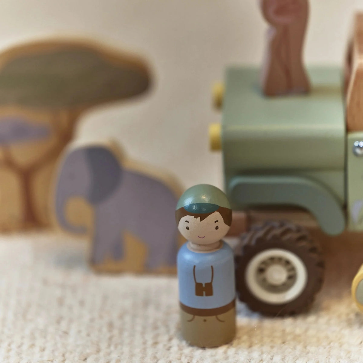 Little Dutch - Wooden Safari Car with Animals