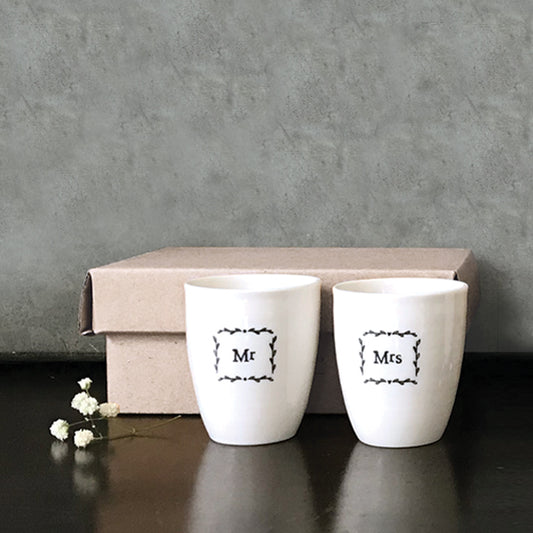 East of India - Porcelain Egg Cup Set - Mr & Mrs