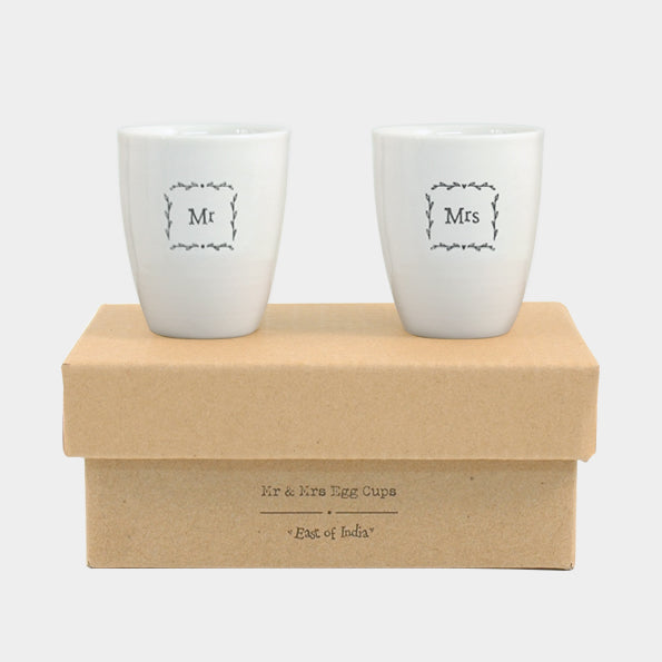 East of India - Porcelain Egg Cup Set - Mr & Mrs