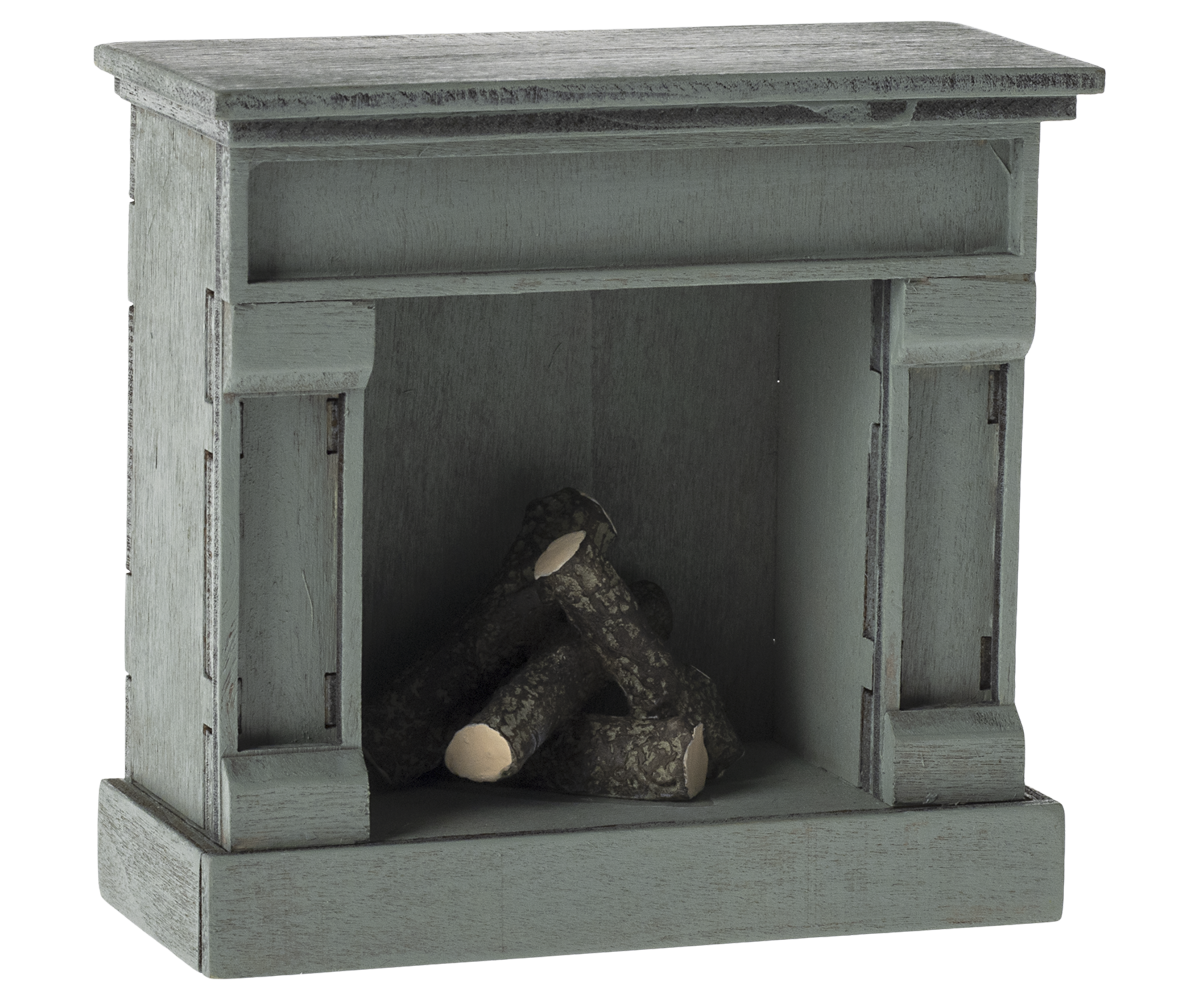 Maileg - Fireplace, Mouse - Blue
