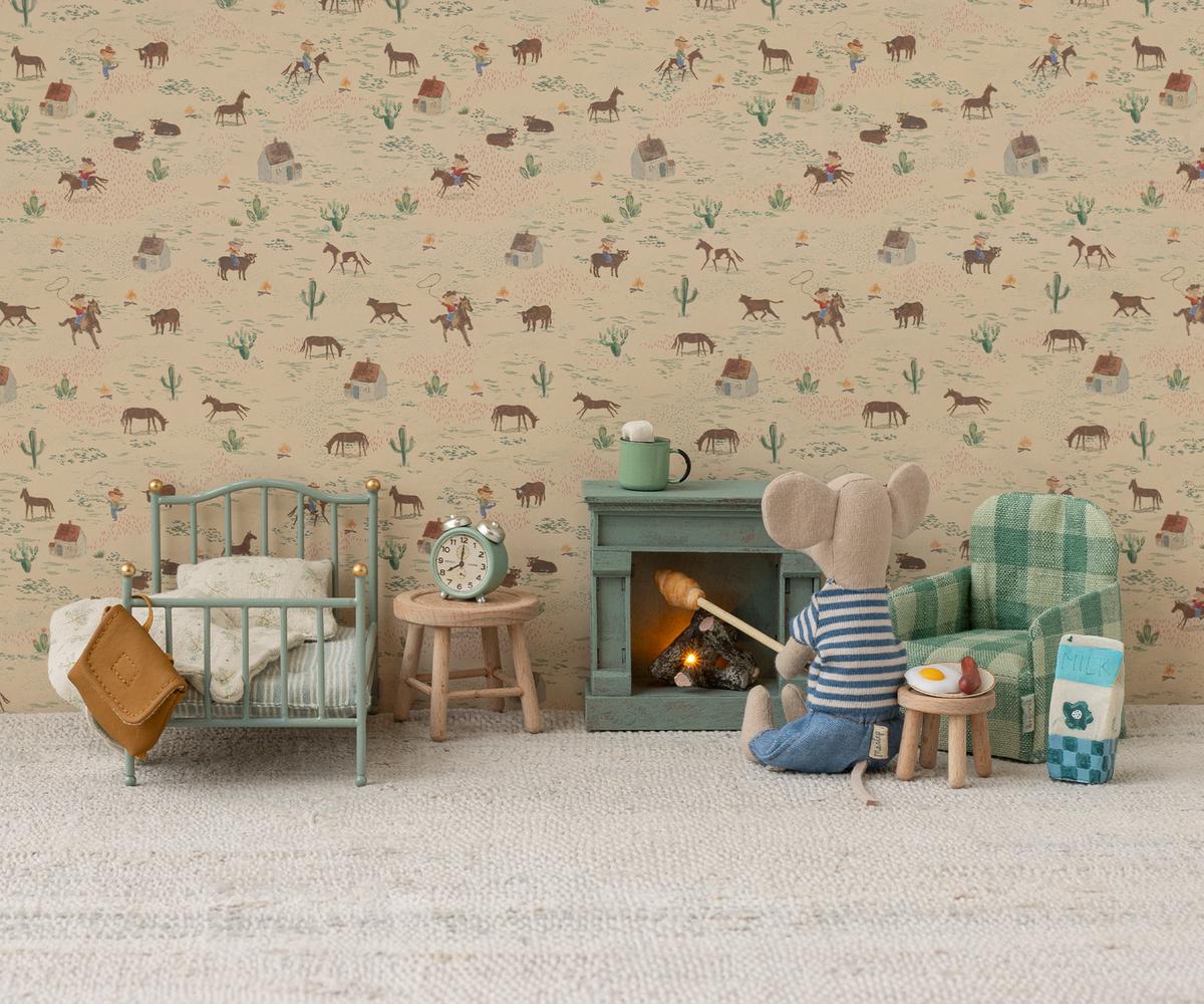 Maileg - Fireplace, Mouse - Blue