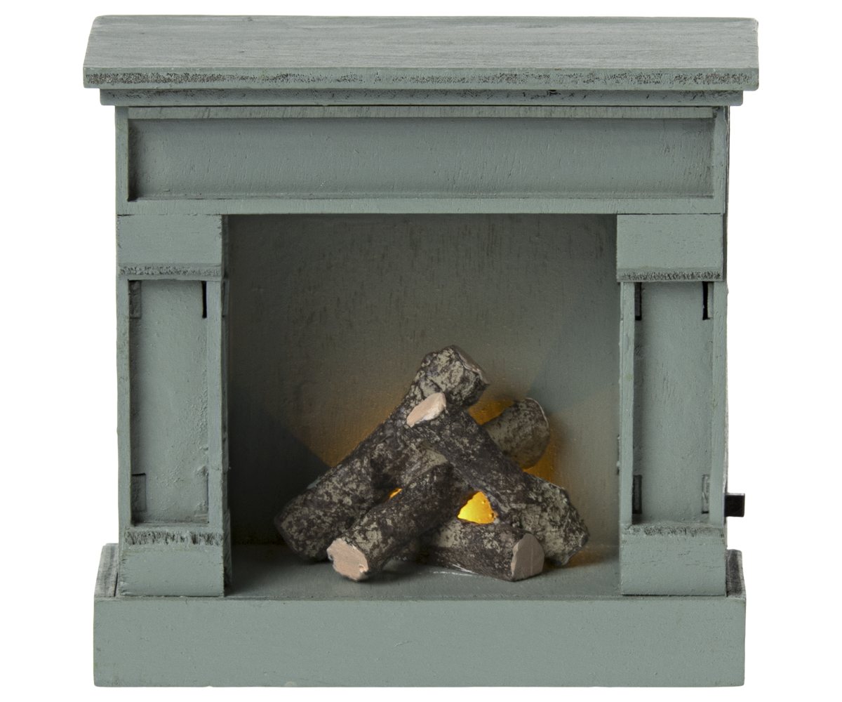 Maileg - Fireplace, Mouse - Blue