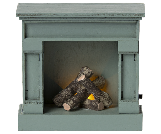 Maileg - Fireplace, Mouse - Blue