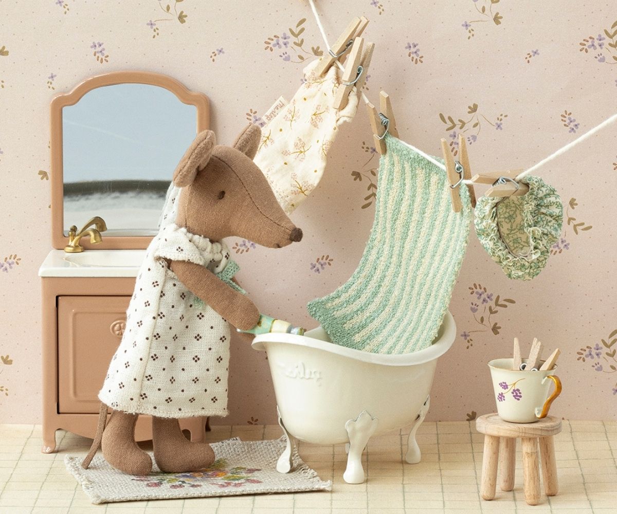 Maileg - Bathtub, Mouse - White