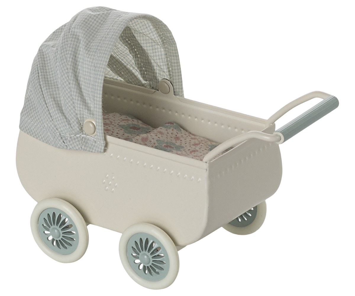 Maileg - Pram with Baby Mouse - Mint