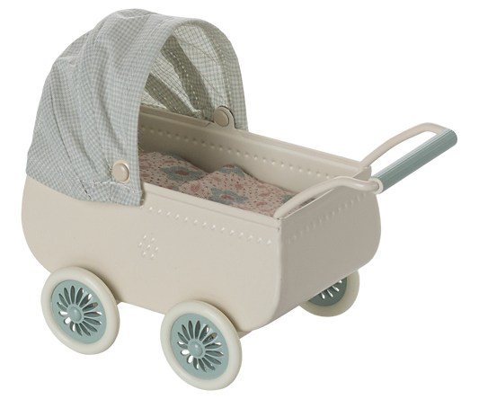Maileg - Pram with Baby Mouse - Mint