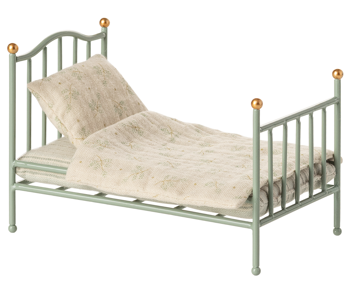 Maileg - Vintage Single Bed, Mouse - Mint