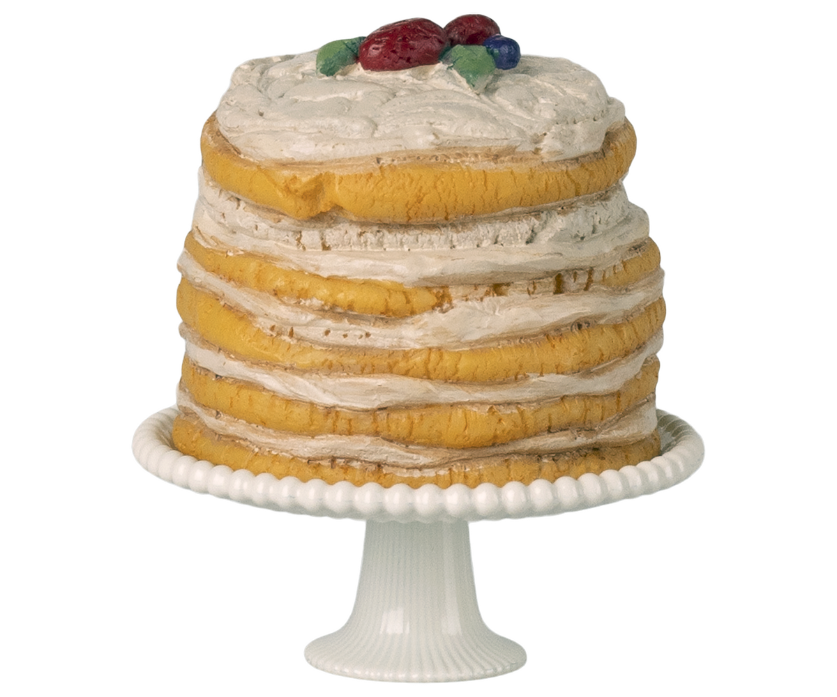 Maileg - Party  Cake and Cake Stand Mouse - Off White
