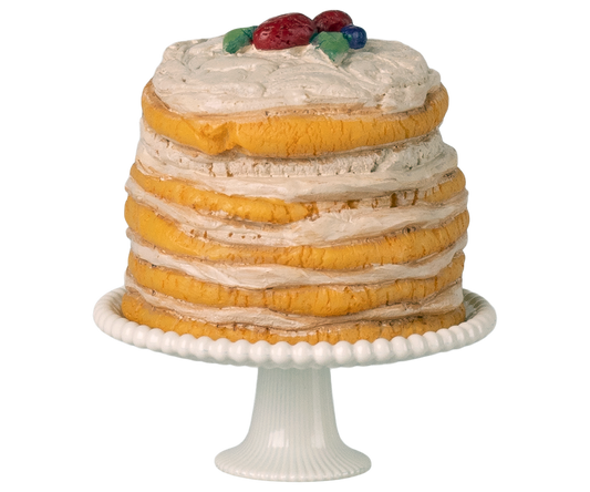 Maileg - Party  Cake and Cake Stand Mouse - Off White