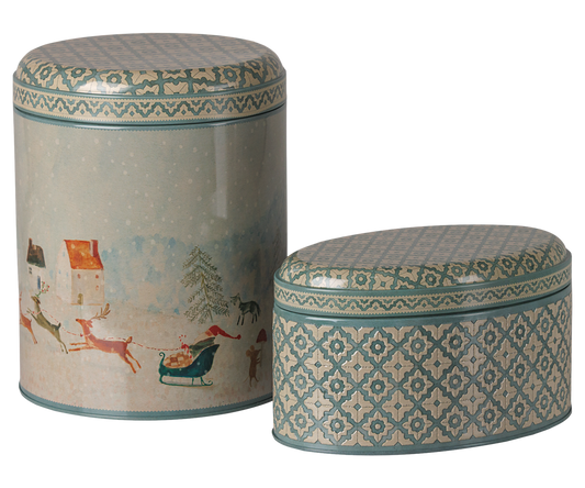 Maileg - Metal Box Set - Santa Is Coming - 2pcs