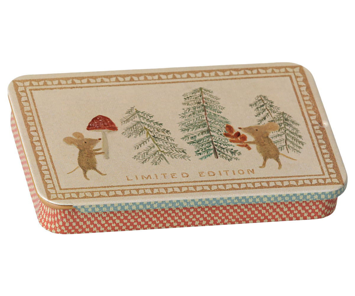 Maileg - Metal Box With Sliding Lid - Christmas Mice