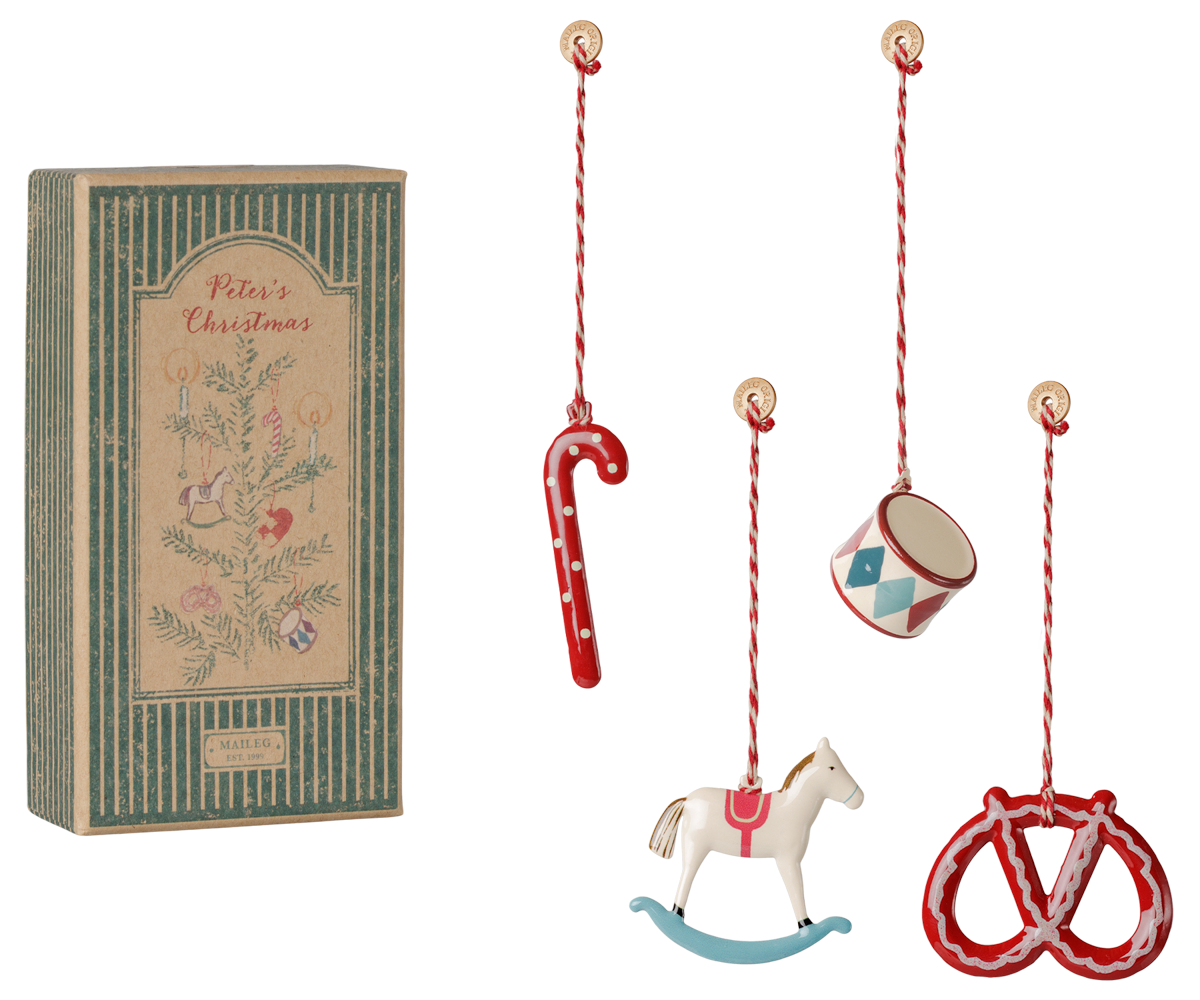 Maileg - Metal Ornament Gift Set - Peters Christmas Red/Blue