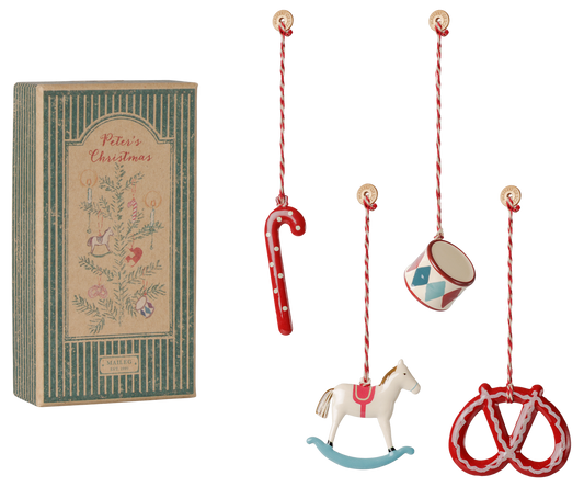 Maileg - Metal Ornament Gift Set - Peters Christmas Red/Blue