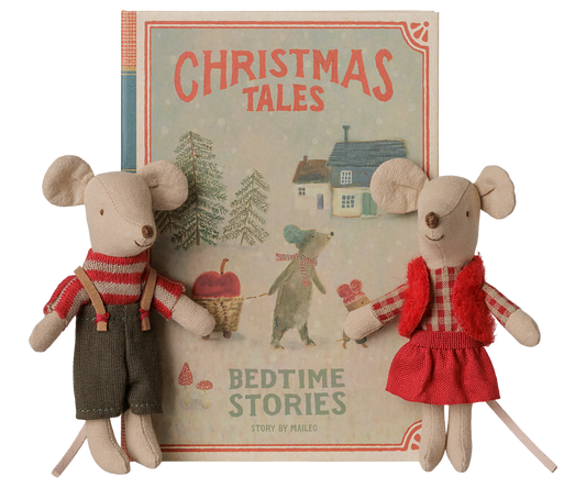Maileg - Christmas Twin Mice - Little Sister and Brother in Book