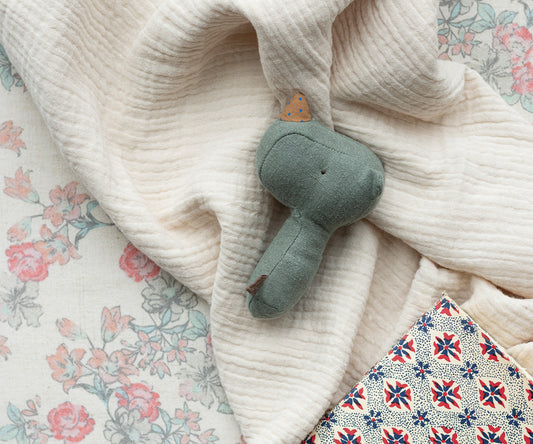 Maileg - Lullaby Friends Rhino Rattle - Dusty Blue