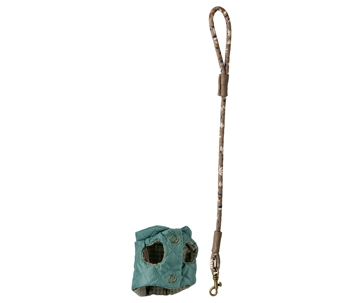 Maileg - Pet Supply, Harness & Leash - Dark Mint