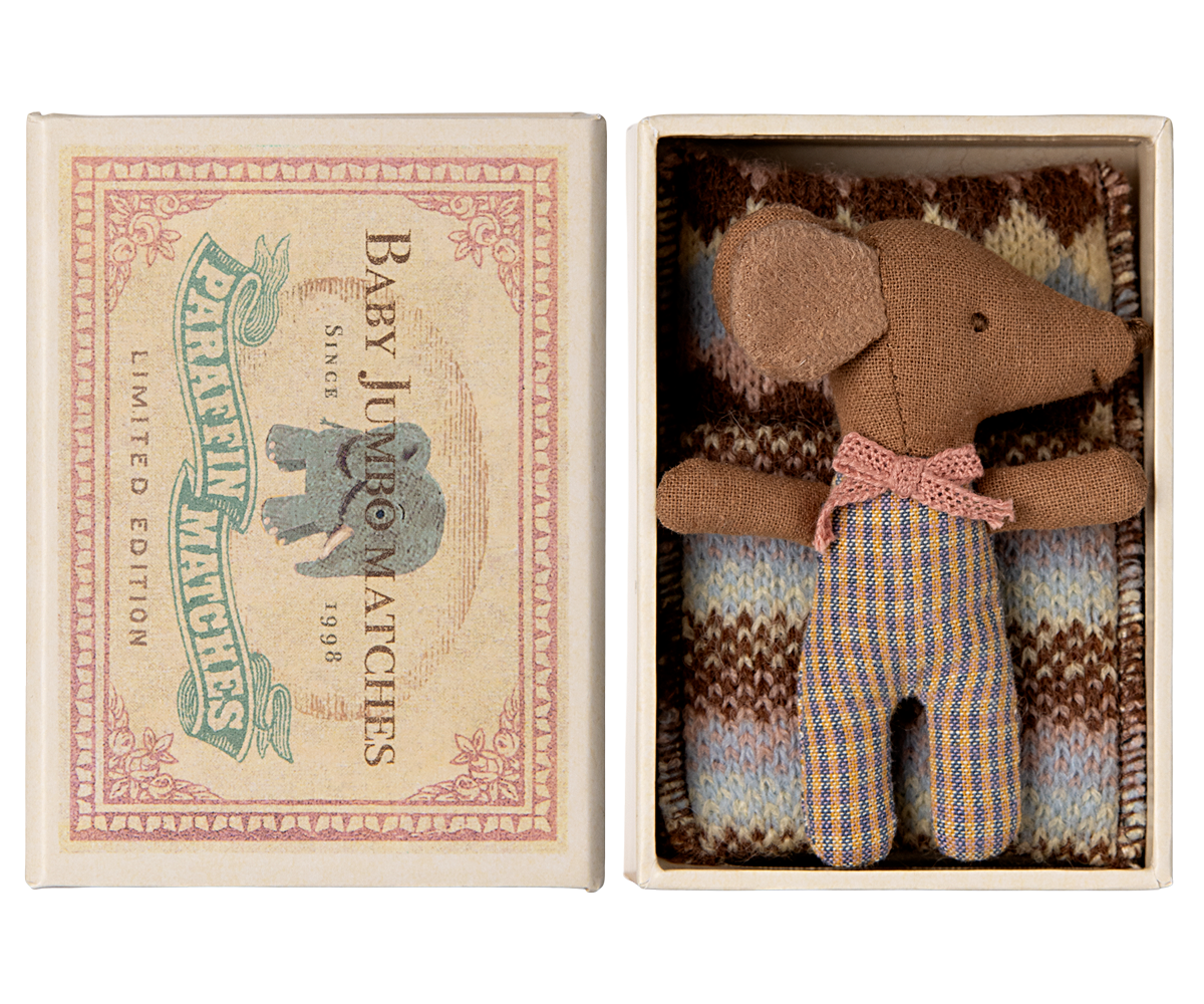Maileg - Sleepy Wakey Baby Mouse in Matchbox - Rose