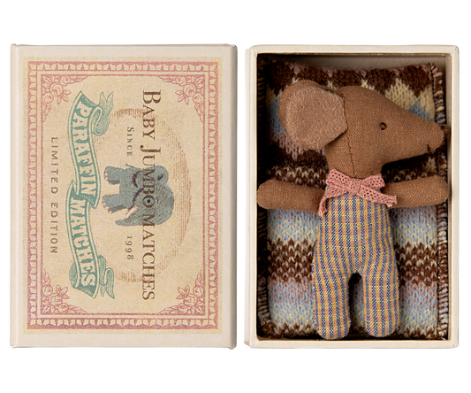 Maileg - Sleepy Wakey Baby Mouse in Matchbox - Rose