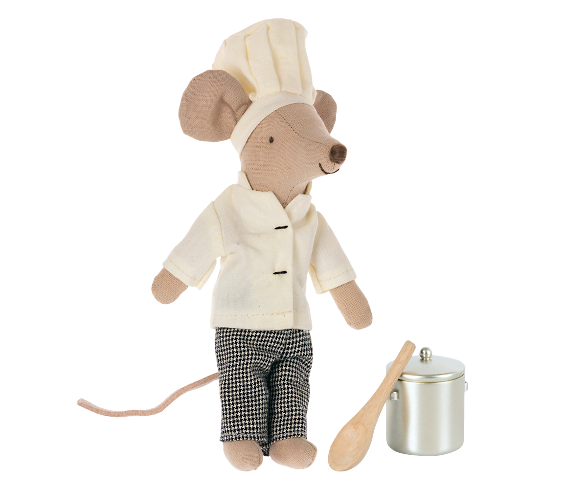 Maileg - Chef Mouse with Soup Pot and Spoon - Big Brother