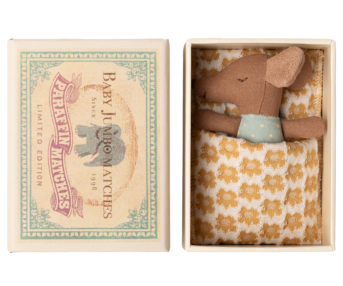 Maileg - Sleepy Wakey Baby Mouse in Matchbox - Blue