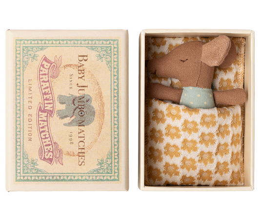 Maileg - Sleepy Wakey Baby Mouse in Matchbox - Blue