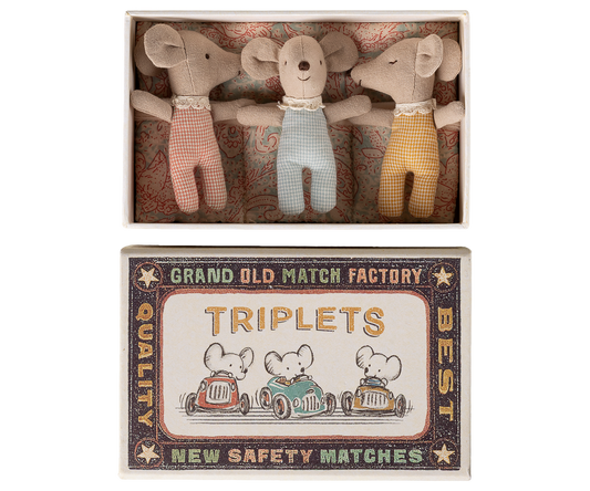 Maileg - Triplets Baby mice in matchbox - Checker