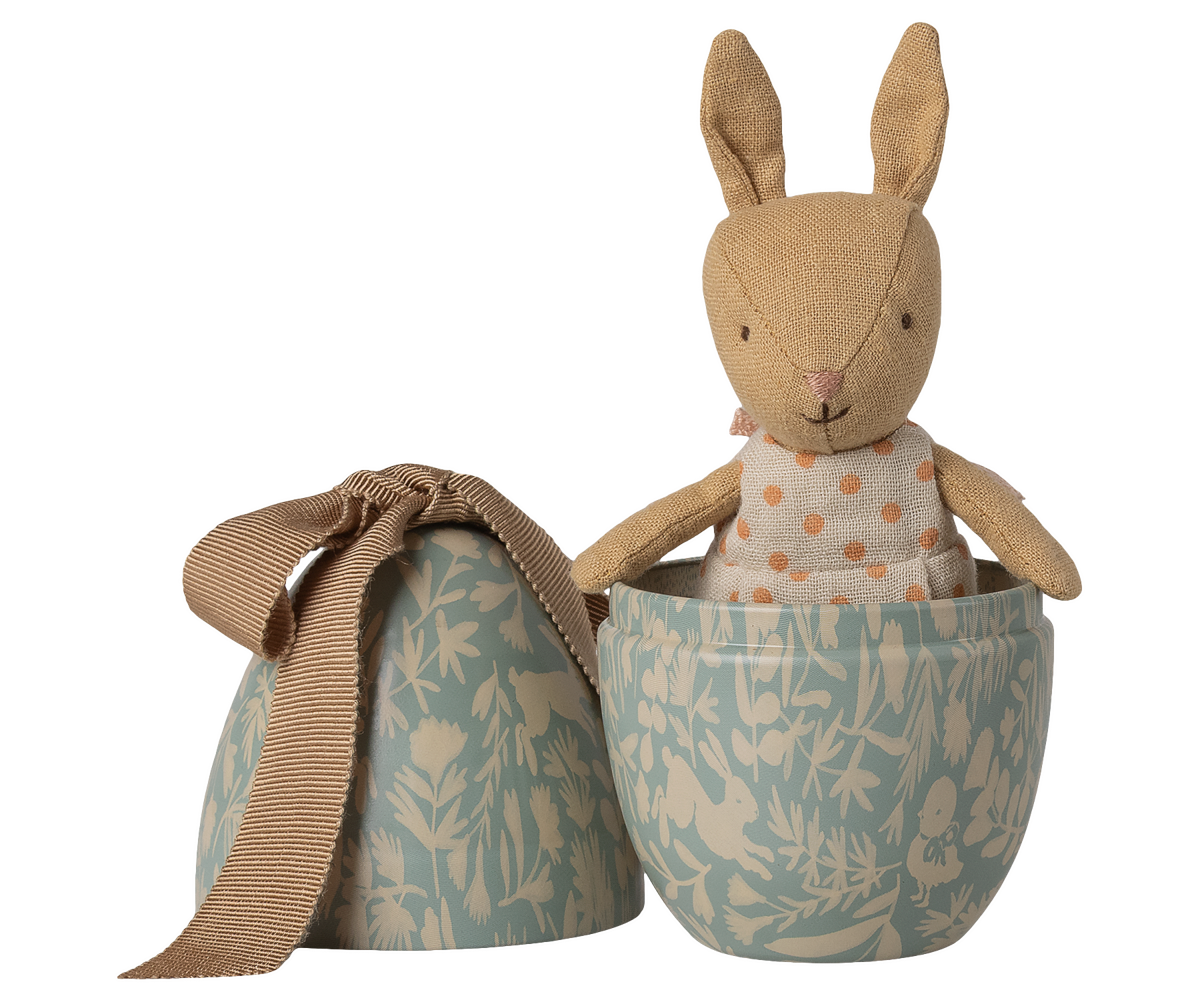 Maileg - Easter Egg with Micro Rabbit Small - Dusty Blue