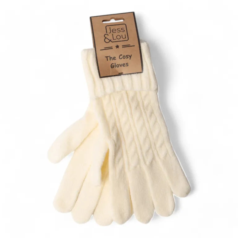Jess & Lou - Cosy Cable Knit Gloves - Cream