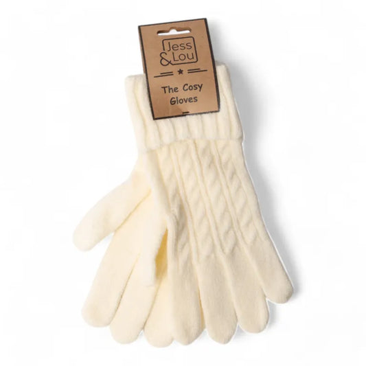 Jess & Lou - Cosy Cable Knit Gloves - Cream