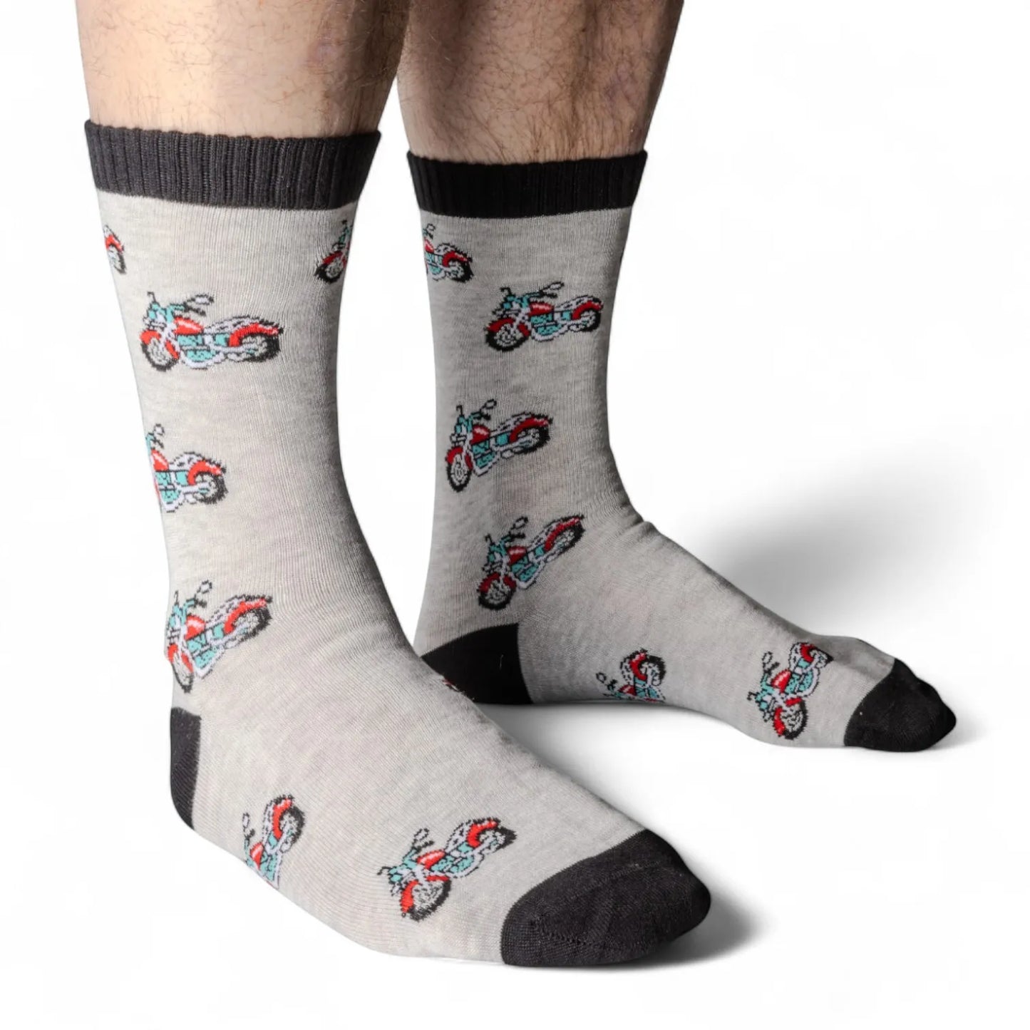 Jess & Lou - Mens Motorcycle Grey Bamboo Socks Gift Boxed