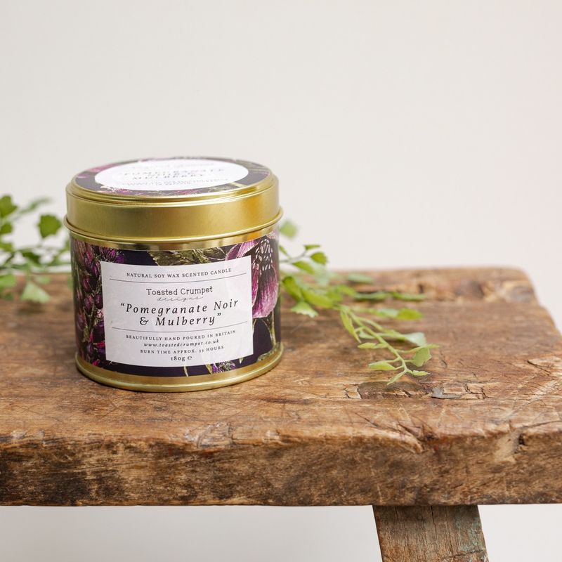 Toasted Crumpet - Pomegranate Noir & Mulberry ScentedCandle in Matt Gold Tin