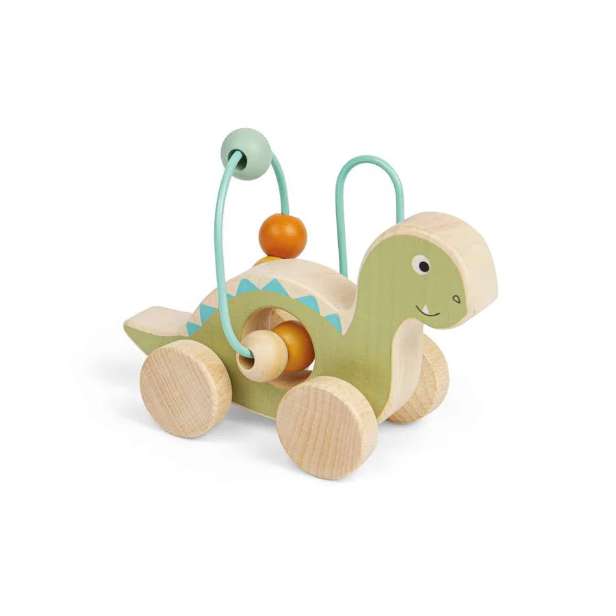 Bigjigs Toys - Push Along Diplodocus Dinosaur Bead Frame