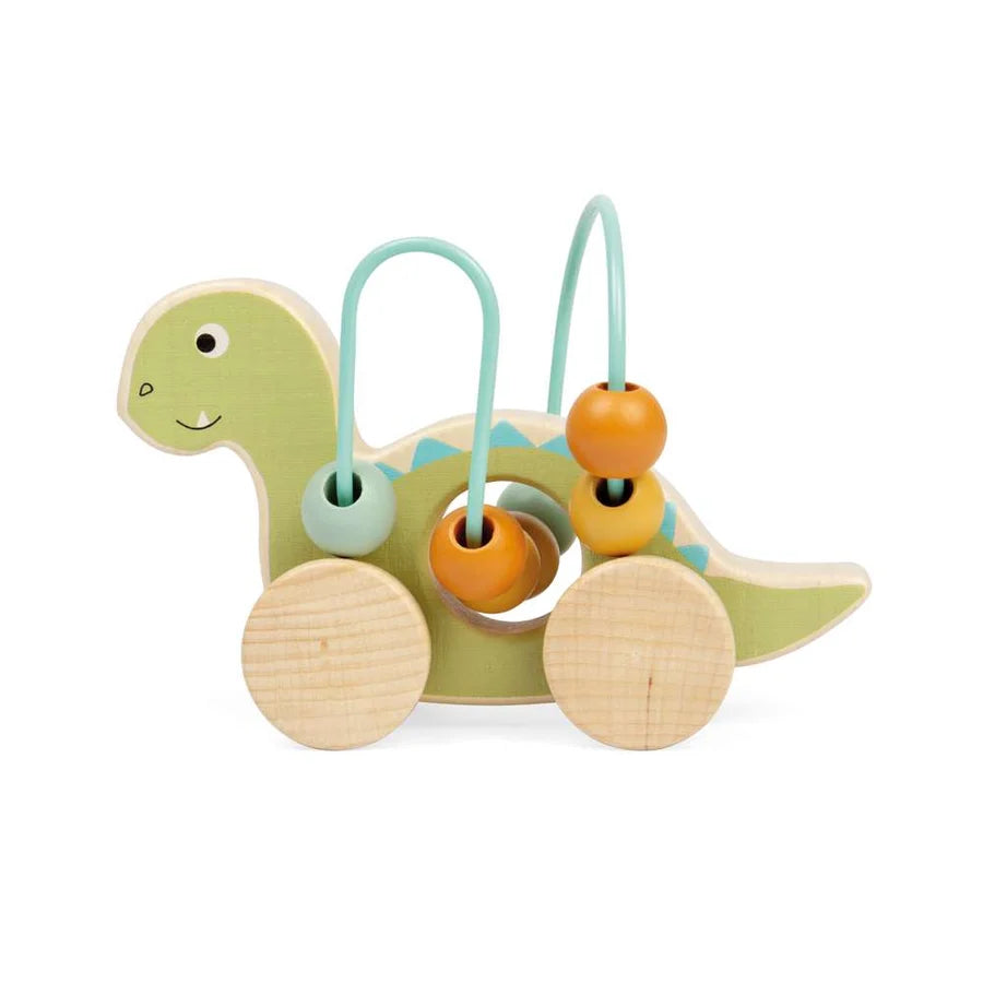 Bigjigs Toys - Push Along Diplodocus Dinosaur Bead Frame